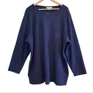 🌈 6/$60, Woman Within Blue, Fleece, Tunic Sweatshirt, 2X